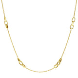 Italian 14k Yellow Gold Oval Charm Rolo Chain Necklace Adj.16.5-17.5" 3.1 grams