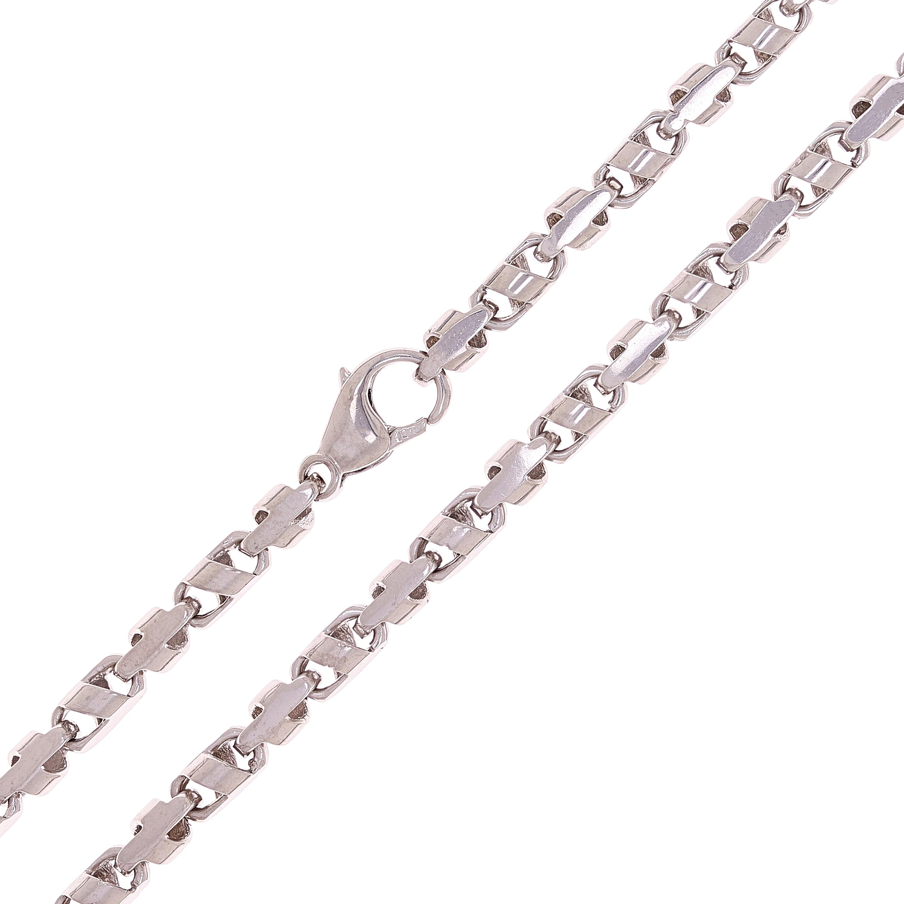 14k White Gold Handmade Fashion Link Necklace 24" 4.5mm 42.5 grams - White,24"