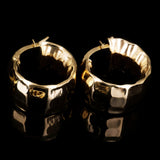 Italian 14k Yellow Gold Hollow Hammered Hoop Earrings 18mm x 8.8mm 3.4 grams