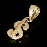 14k Yellow Gold 3D Dollar Sign Charm Pendant 19.3mm x 6.8mm 1 gram