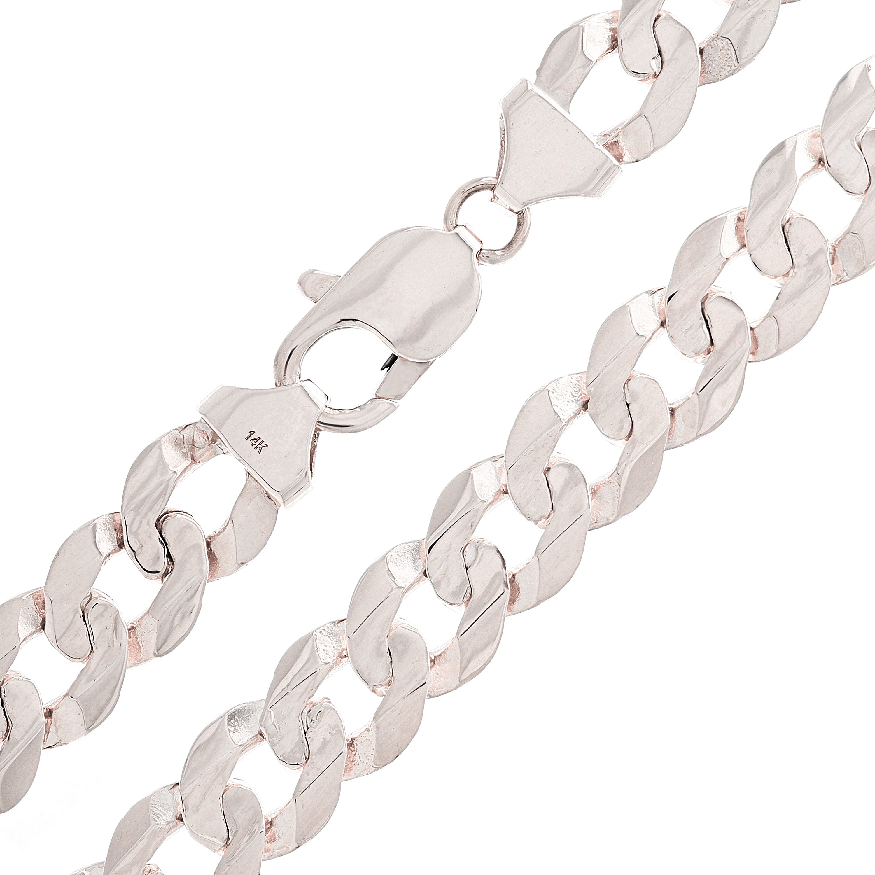 10k White Gold Solid Curb Cuban Link Chain Necklace 28" 9mm 52.9 grams - White,28"