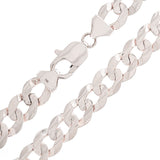 14k White Gold Solid Curb Cuban Link Chain Necklace 26" 9mm 55.1 grams - White,26"