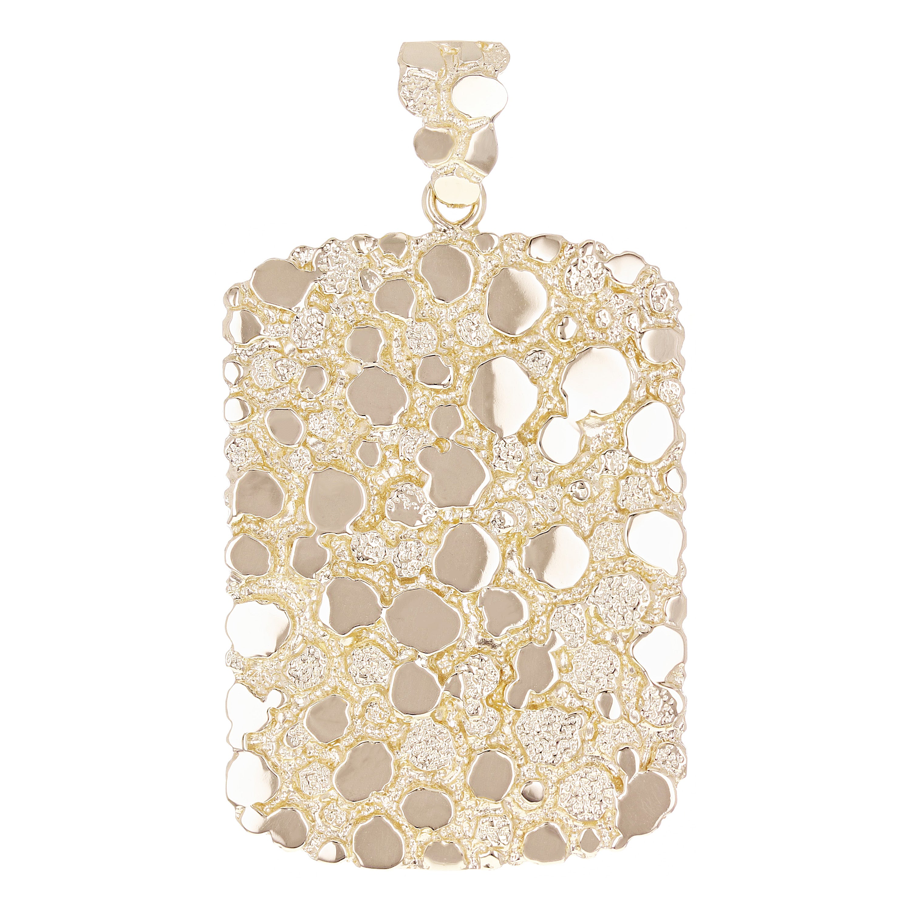10k Yellow Gold Solid Big Rectangle Nugget Pendant 2.45 x 1.38" 17.5 grams