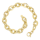 Italian 14k Yellow Gold Oval & Paper Clip Link Chain Bracelet 7.5" 8.9mm  5.4 grams