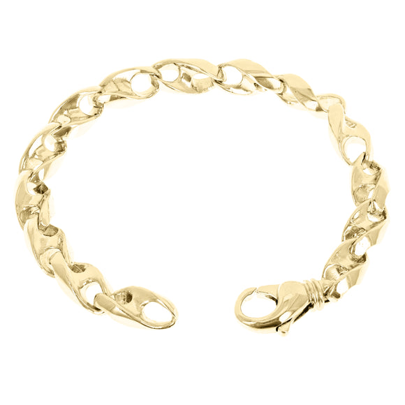 10k Yellow Gold Solid Handmade Fashion Link Bracelet 7