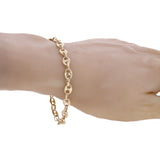 10k Yellow Gold Solid  Mariner Anchor Link Chain Bracelet 7" - 9" 6.4mm