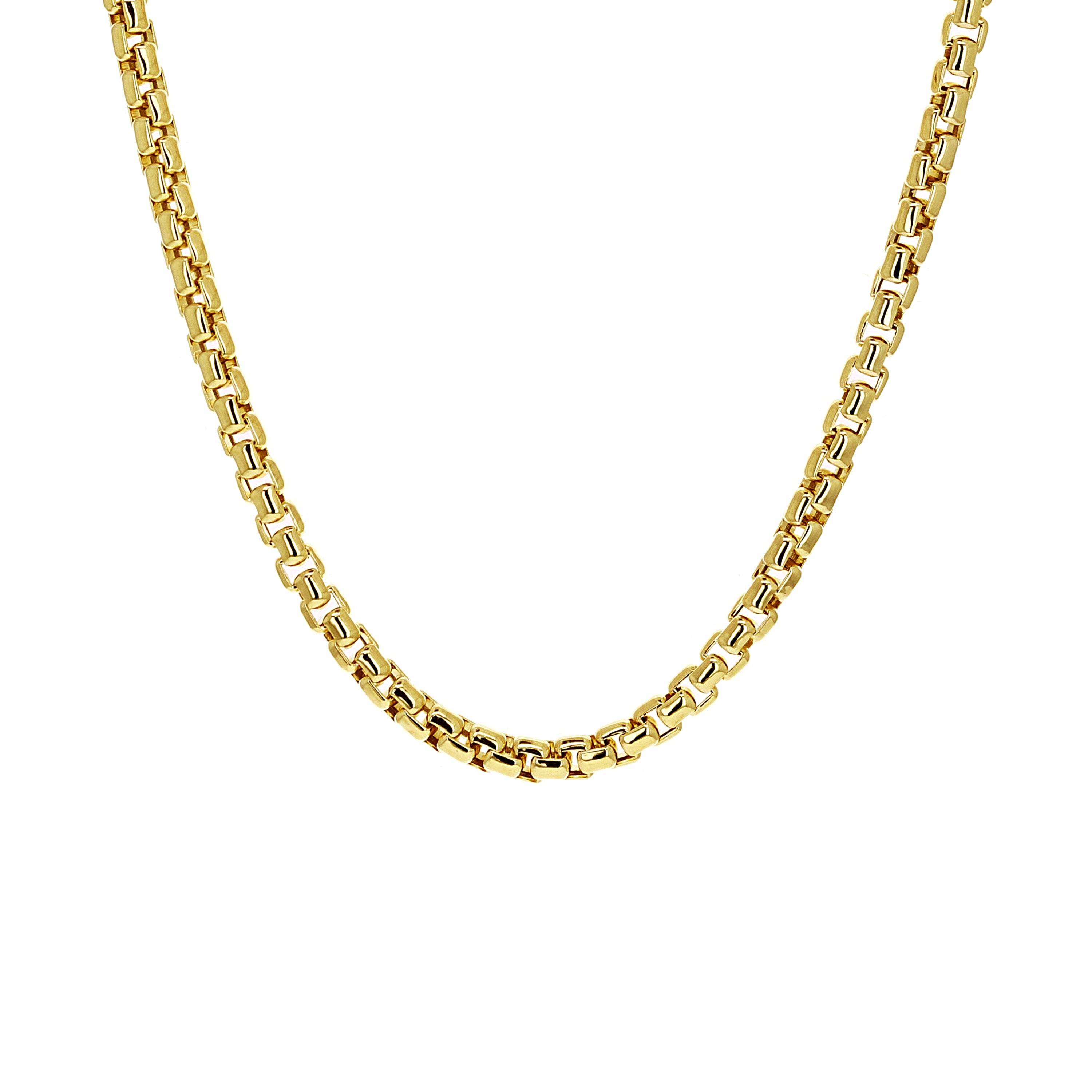 Italian 14k Yellow Gold Venetian Box Link Chain Necklace 18" 4.3mm 17.2 grams