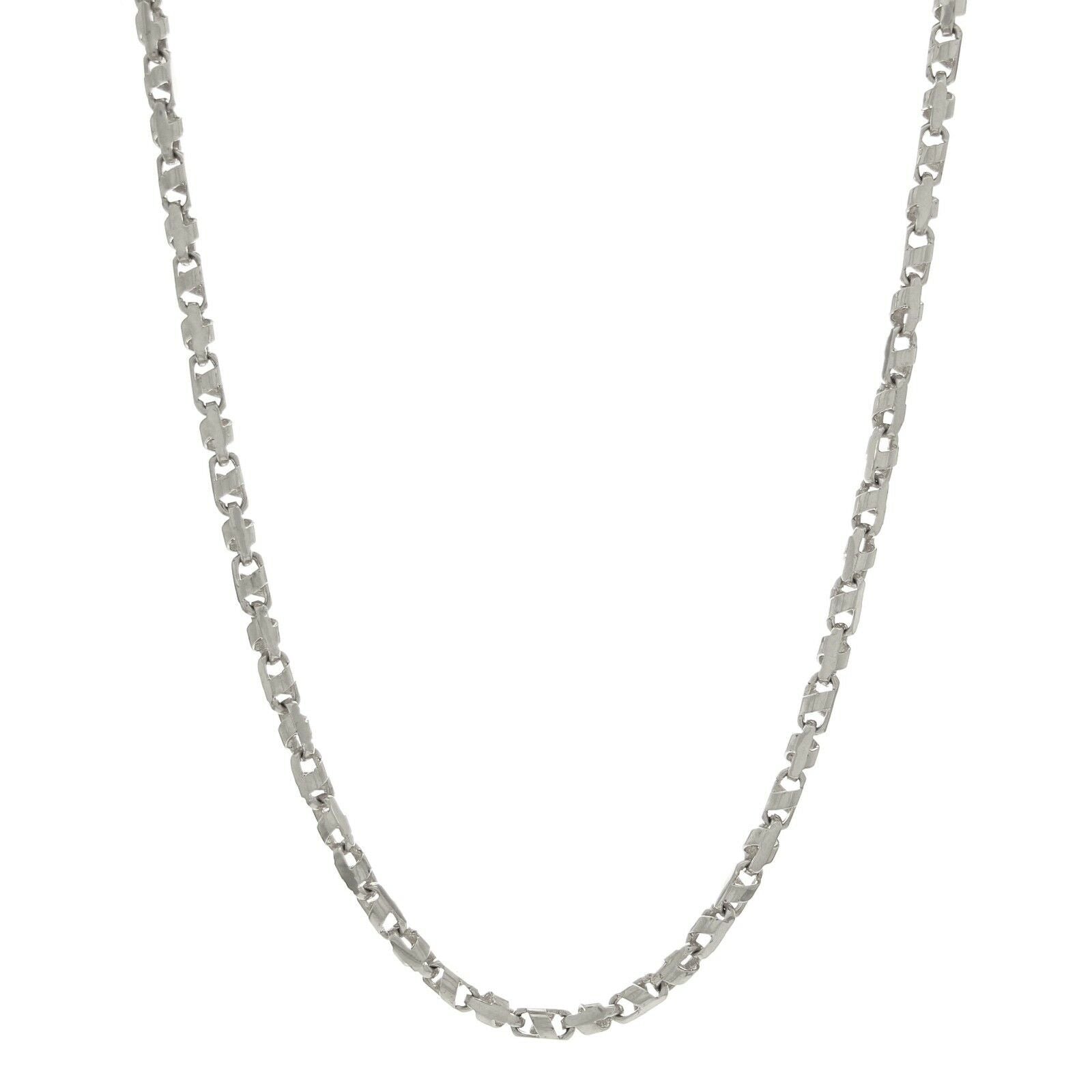 14k White Gold Handmade Fashion Link Necklace 24" 4.5mm 42.5 grams - White,24"