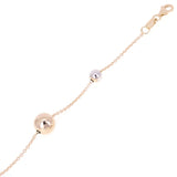 Italian 14k Yellow & White Gold Ball Bead Station Chain Bracelet 8mm 8.25" 2gram