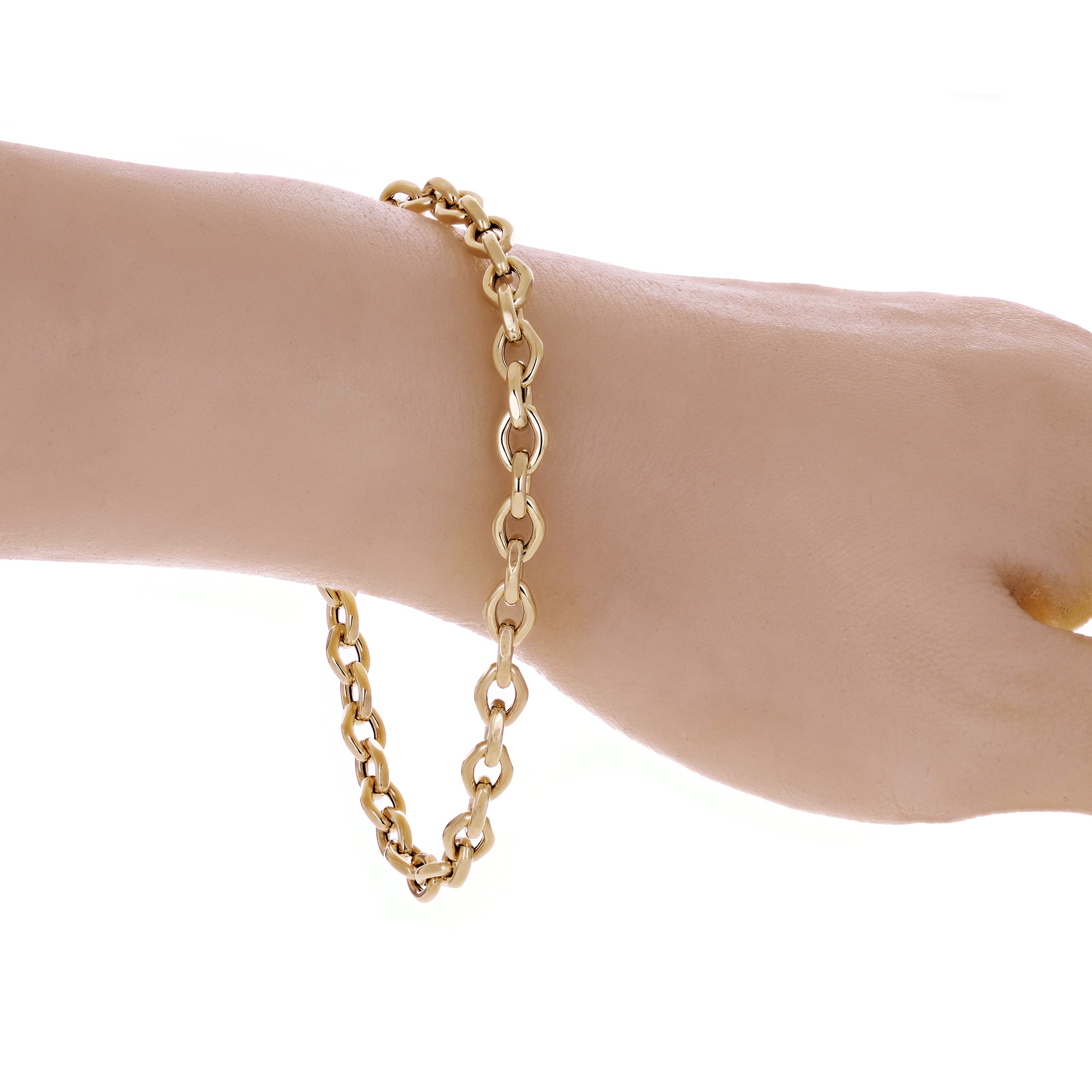 Italian 14k Yellow Gold Hollow Oval Links Chain Bracelet 8.25" 6mm 4.5 grams