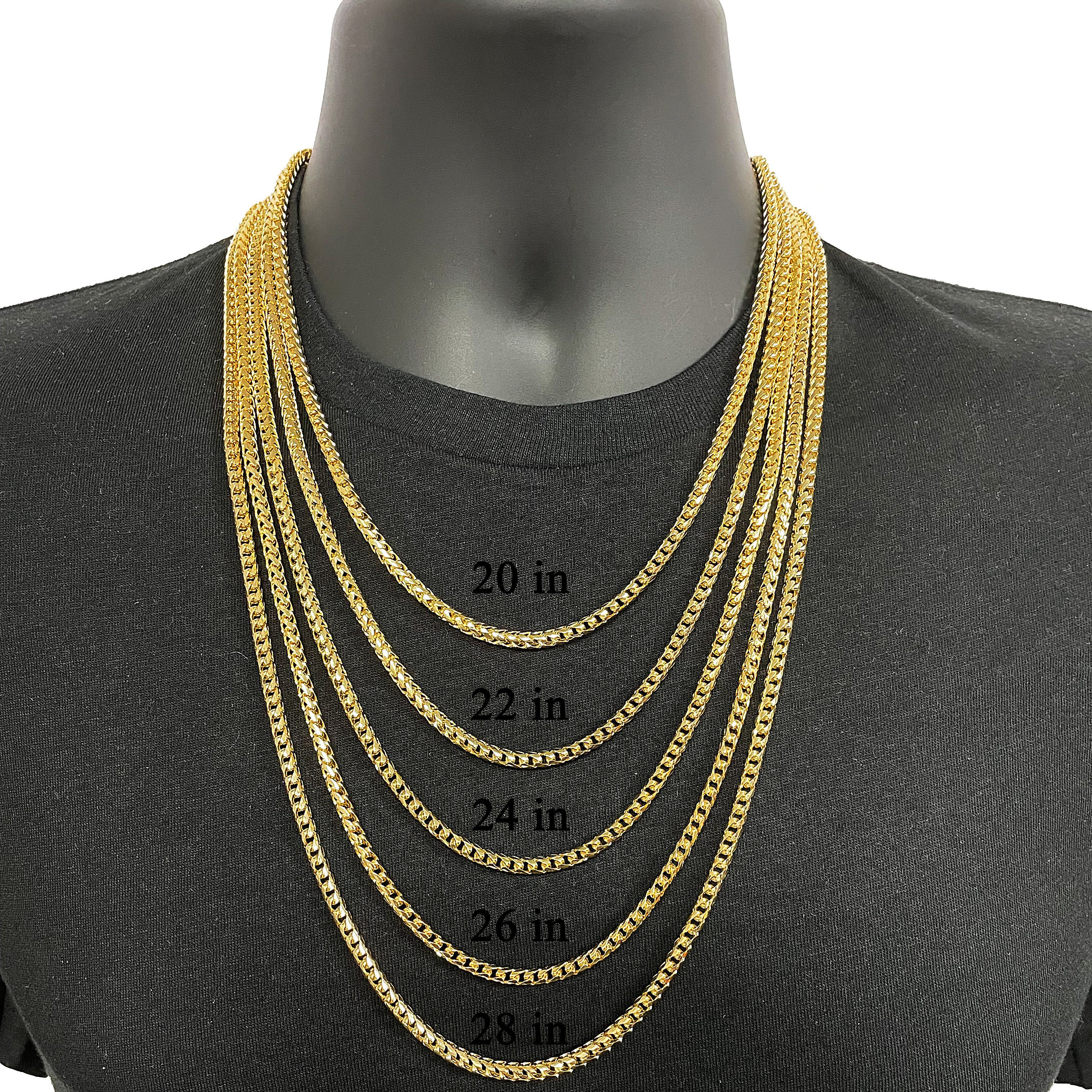 Italian 14k Yellow Gold Solid Diamond Cut Franco Chain Necklace 3.9 mm 20", 22", 24", 26", 28"