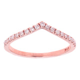 14k Rose Gold Diamond Chevron Stackable Ring Size 6 - Rose