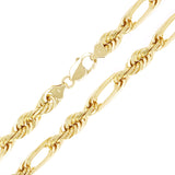 14k Yellow Gold Solid Milano Figaro Rope Chain Necklace 24" 10mm 156.5 grams - 24" 156.5 grams