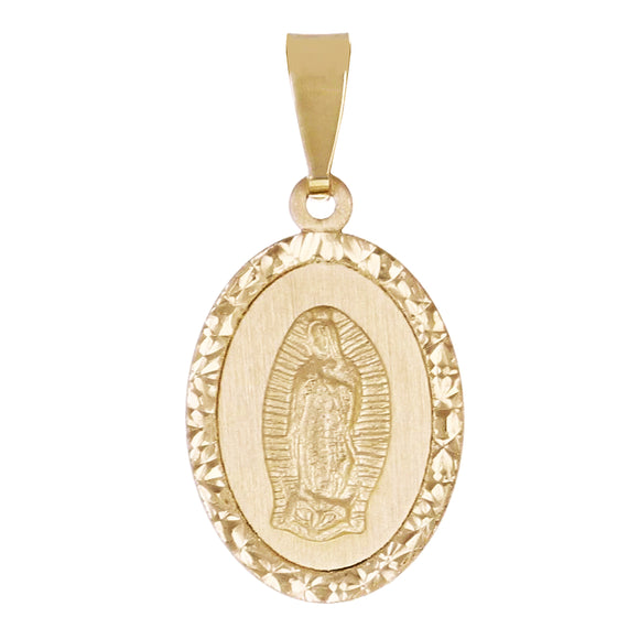 Italian 14k Yellow Gold Miraculous Medal Oval Charm Pendant 21mmx10.5mm 0.9 gram