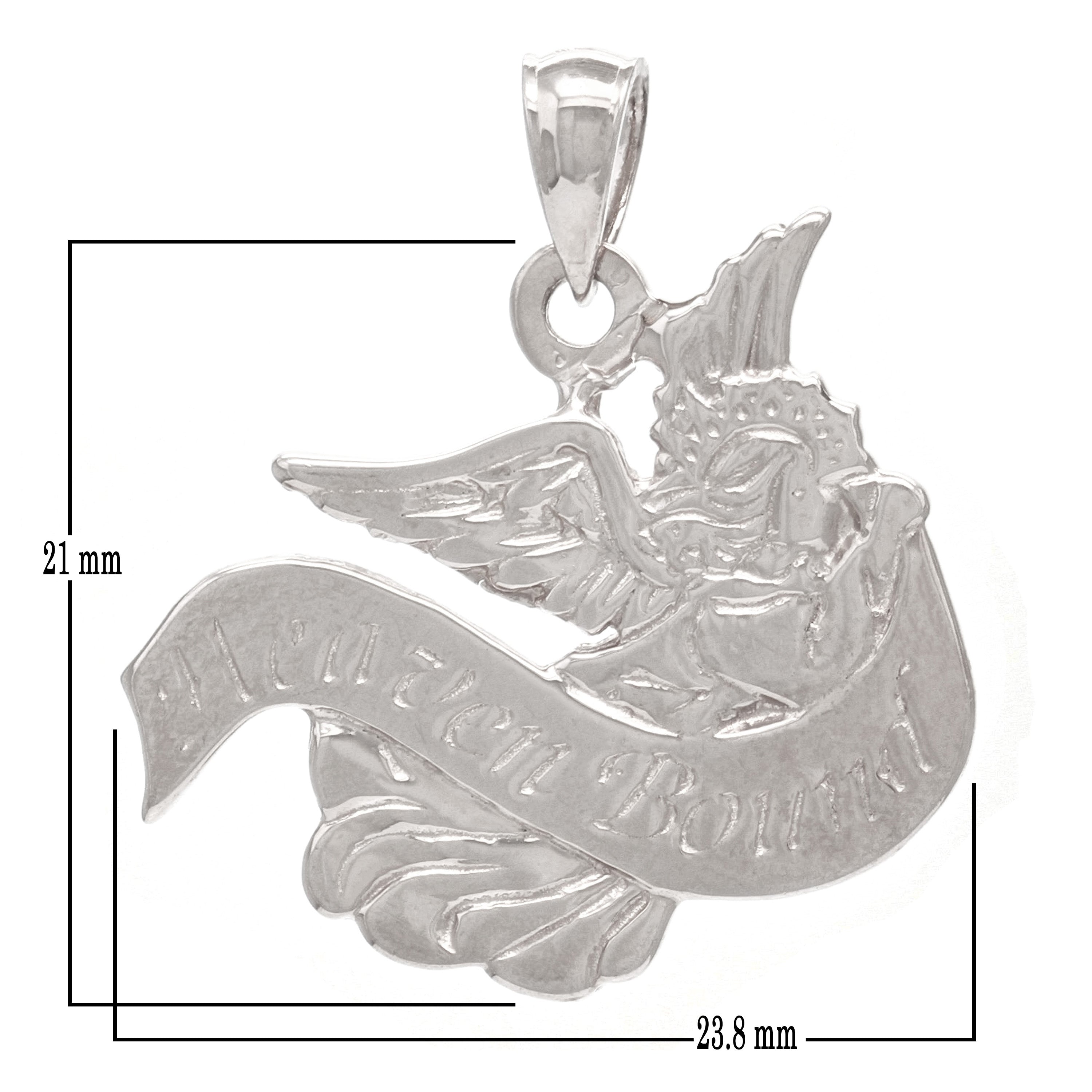 14k White Gold Solid "Heaven Bound" Guardian Angel Charm Pendant 5.2grams - White