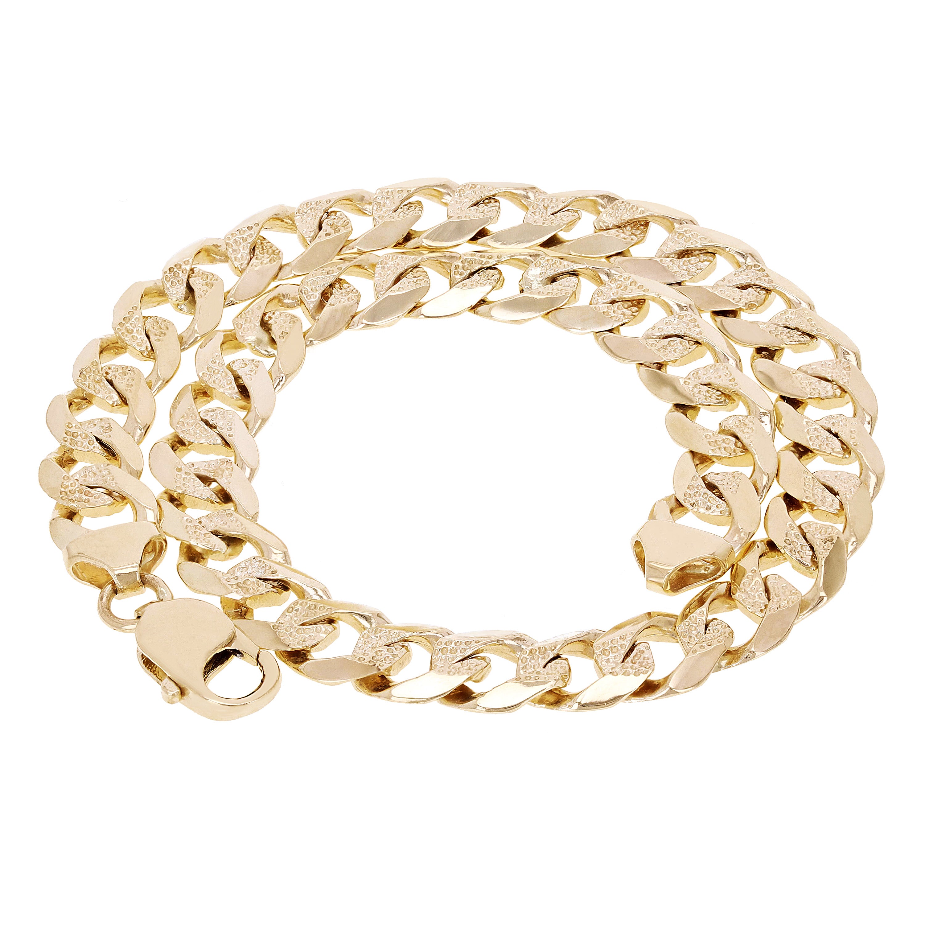14k Yellow Gold Solid Pave Curb Cuban Link Chain Necklace 20" 9.3mm 55.8 grams - 20"