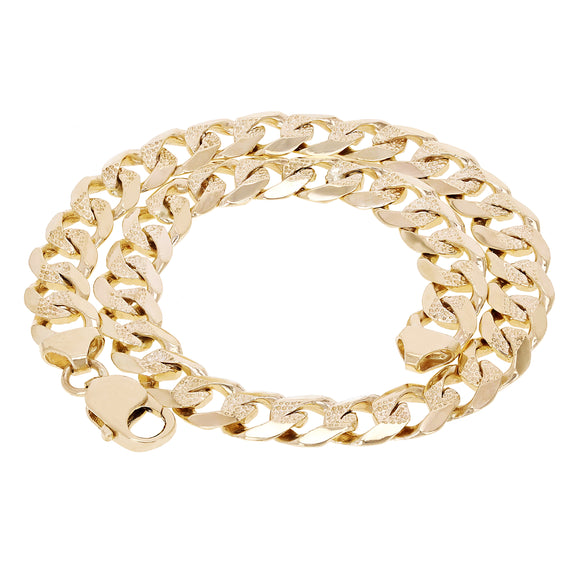 14k Yellow Gold Solid Pave Curb Cuban Link Chain Necklace 20