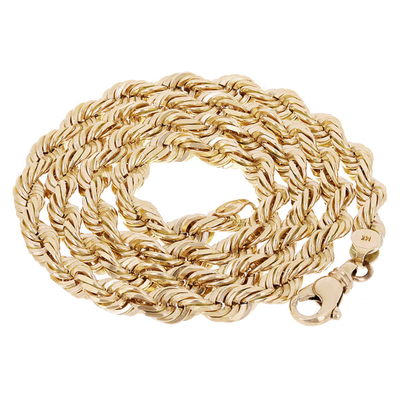 14k Yellow Gold Solid Diamond Cut Rope Chain Necklace 20