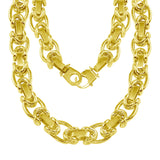 10k Yellow Gold Solid Fancy Handmade Link Chain Necklace 16" 12.8mm 115 grams - Yellow,16"