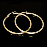 Italian 14k Yellow Gold Hollow High Polish Round Hoop Earrings 1.4" 1.5mm 1.3g