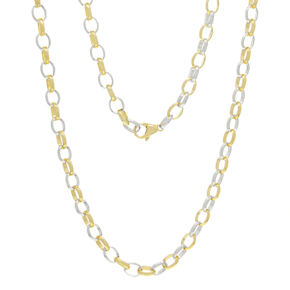 14k Two Tone Gold Handmade Fashion Link Necklace 20