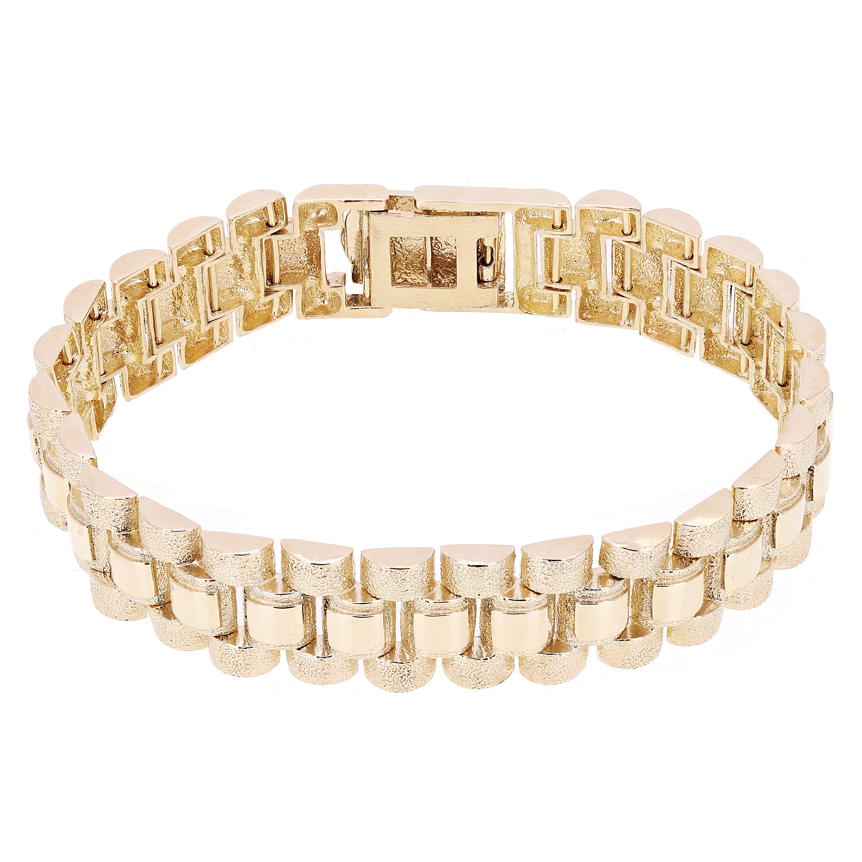 10k Yellow Gold Watch Link Chain Bracelet Adjustable 8-8.5" 14.8mm 35.8 grams