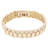 10k Yellow Gold Watch Link Chain Bracelet Adjustable 8-8.5" 14.8mm 35.8 grams