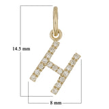 14k Yellow Gold Diamond Initial Letter H Charm Pendant - Letter H,Yellow