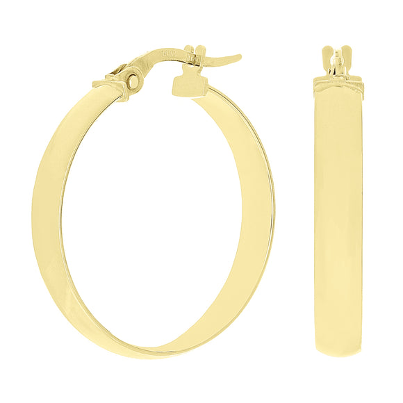 Italian 14k Yellow Gold Shiny Round Flat Hollow Hoop Earrings 1.9