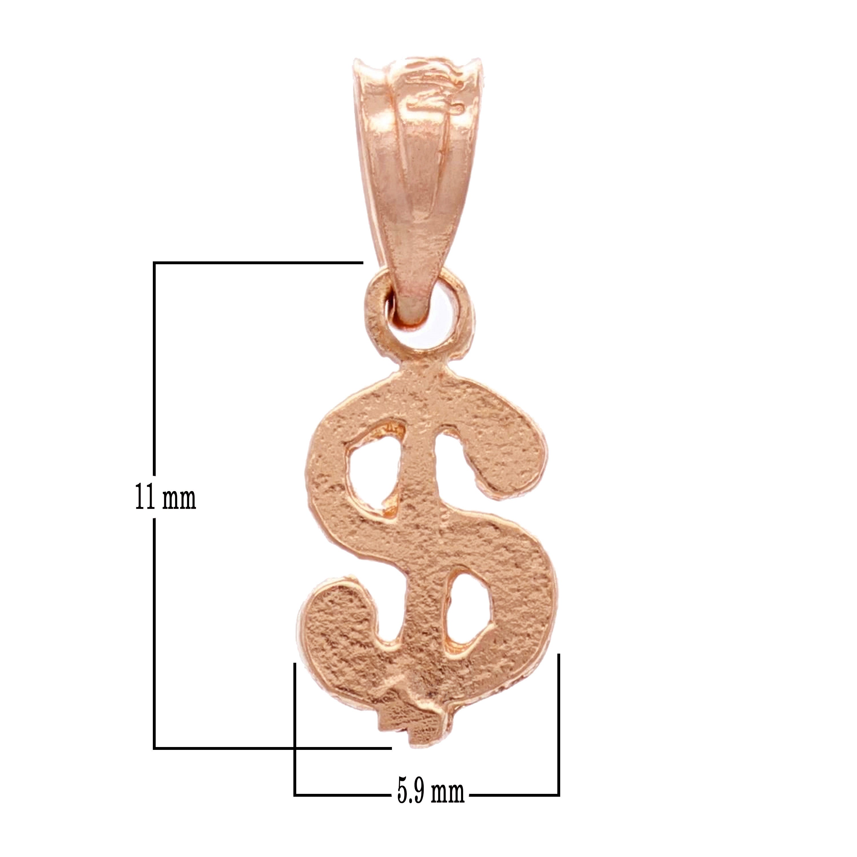 14k Rose Gold Money Dollar Sign Charm Pendant 0.5 gram Small - Rose