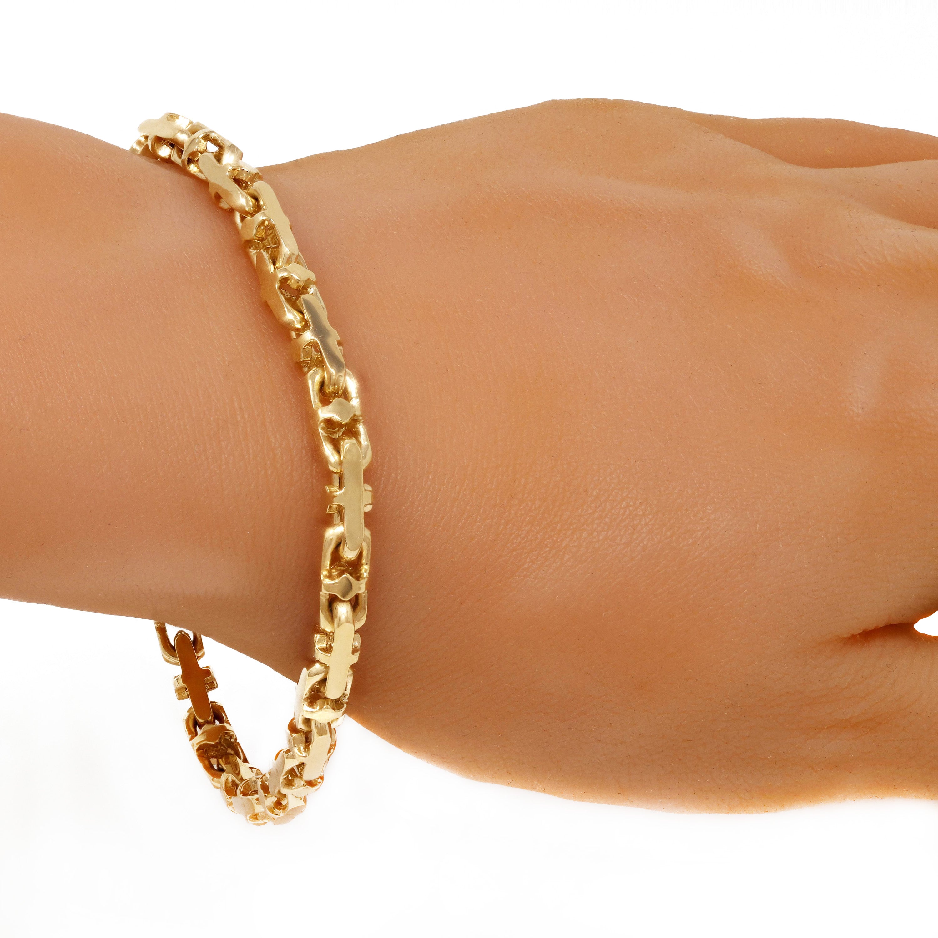 14k Yellow Gold Handmade Fashion Link Bracelet 9" 5.5mm 32.8 grams