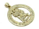 14k Yellow Gold Saint Christopher Round Medal Religious Charm Pendant 5.8 grams