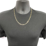 Men's Italian 14k Yellow Gold Solid Figaro Chain Necklace 22" 7.3mm 37 grams - 22"