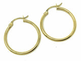 14k Yellow Gold Hollow Round Hoop Loop Earrings 1.15" 2mm 2 grams