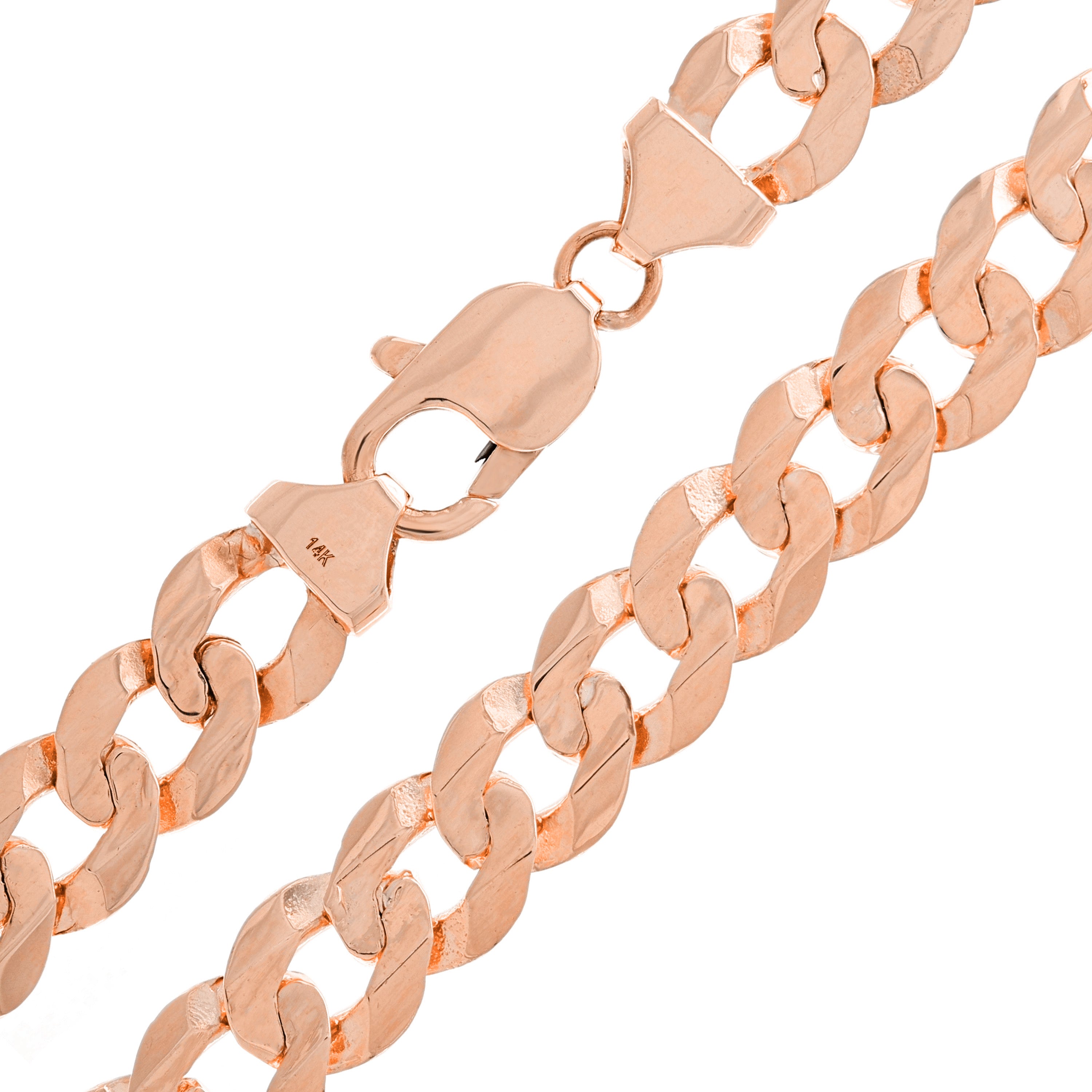 10k Rose Gold Solid Curb Cuban Link Chain Necklace 30" 9mm 56.7 grams - Rose,30"
