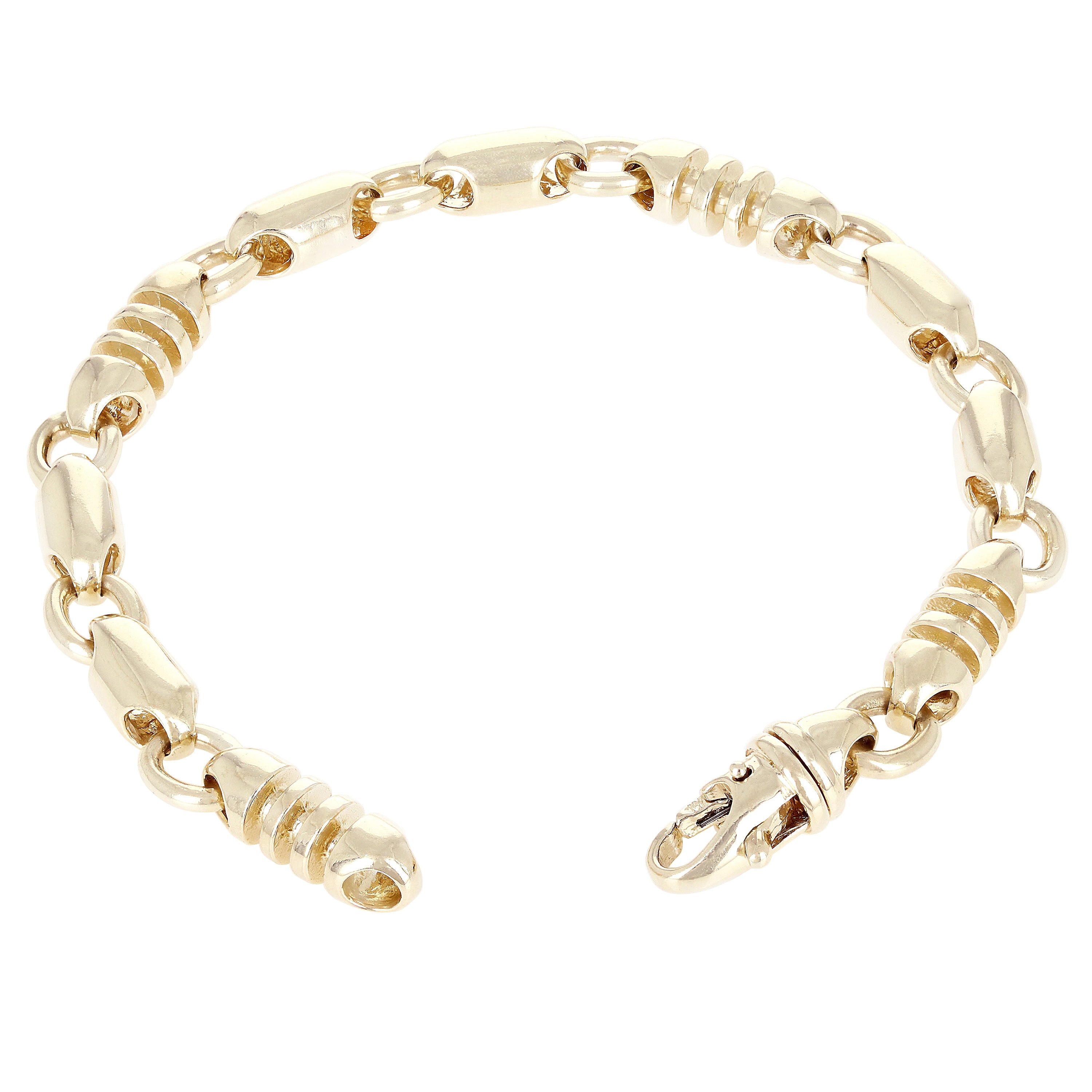 14k Yellow White or Rose Gold Handmade Fashion Link Bracelet 8"