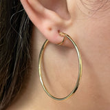 Italian 14k Yellow Gold High Polish 2mm 1.75" Diameter Round Hoop Earrings 2.5g