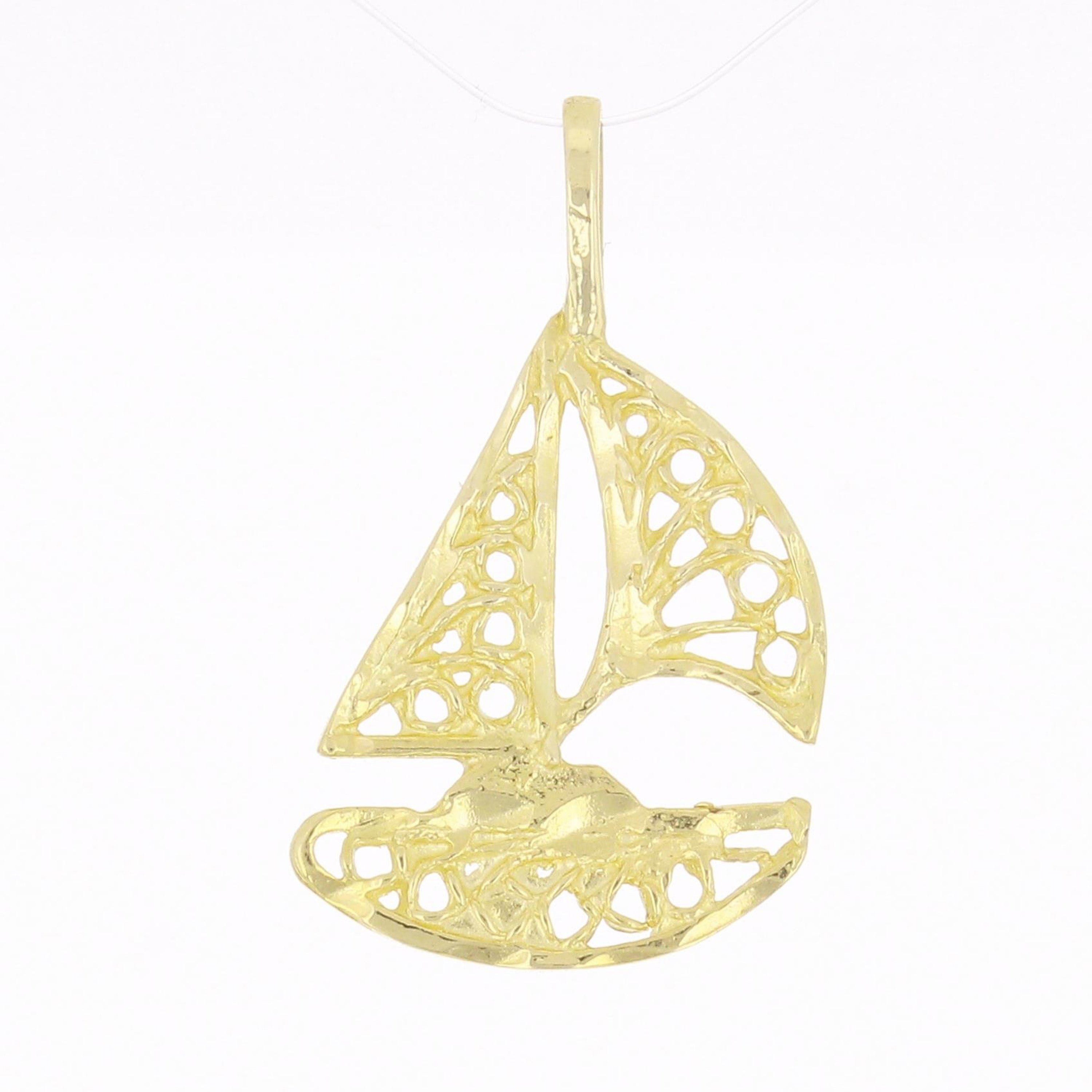 14k Yellow Gold Sailboat Sailing Charm Pendant Sizes Small Medium Large