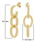 Italian 14kt Yellow Gold Hollow Triple Oval Hoop Drop Earrings 1.4" 2.5 grams