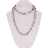 14k White Gold Handmade Fashion Link Necklace 20" 6.5mm 54 grams - White,20"