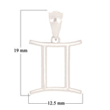 14k White Gold Gemini Zodiac Sign Charm Pendant - Gemini,White