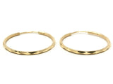 14k Yellow Gold Diamond Cut Round Endless Hoop Earrings 1" 1.5mm 1.7 grams