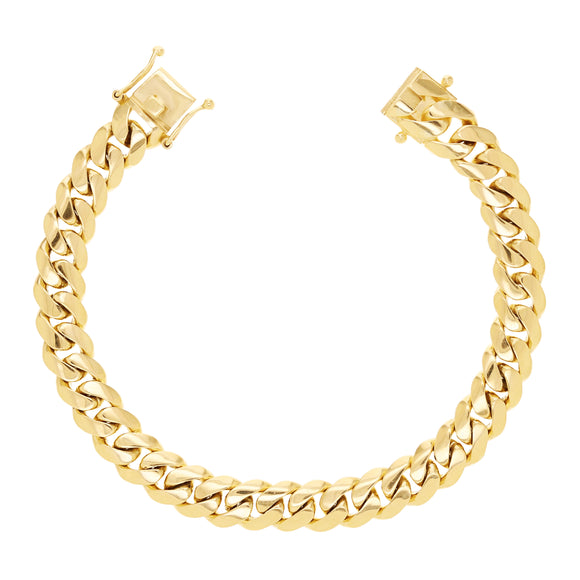 14k Yellow Gold Solid Miami Cuban Link Chain Bracelet 7