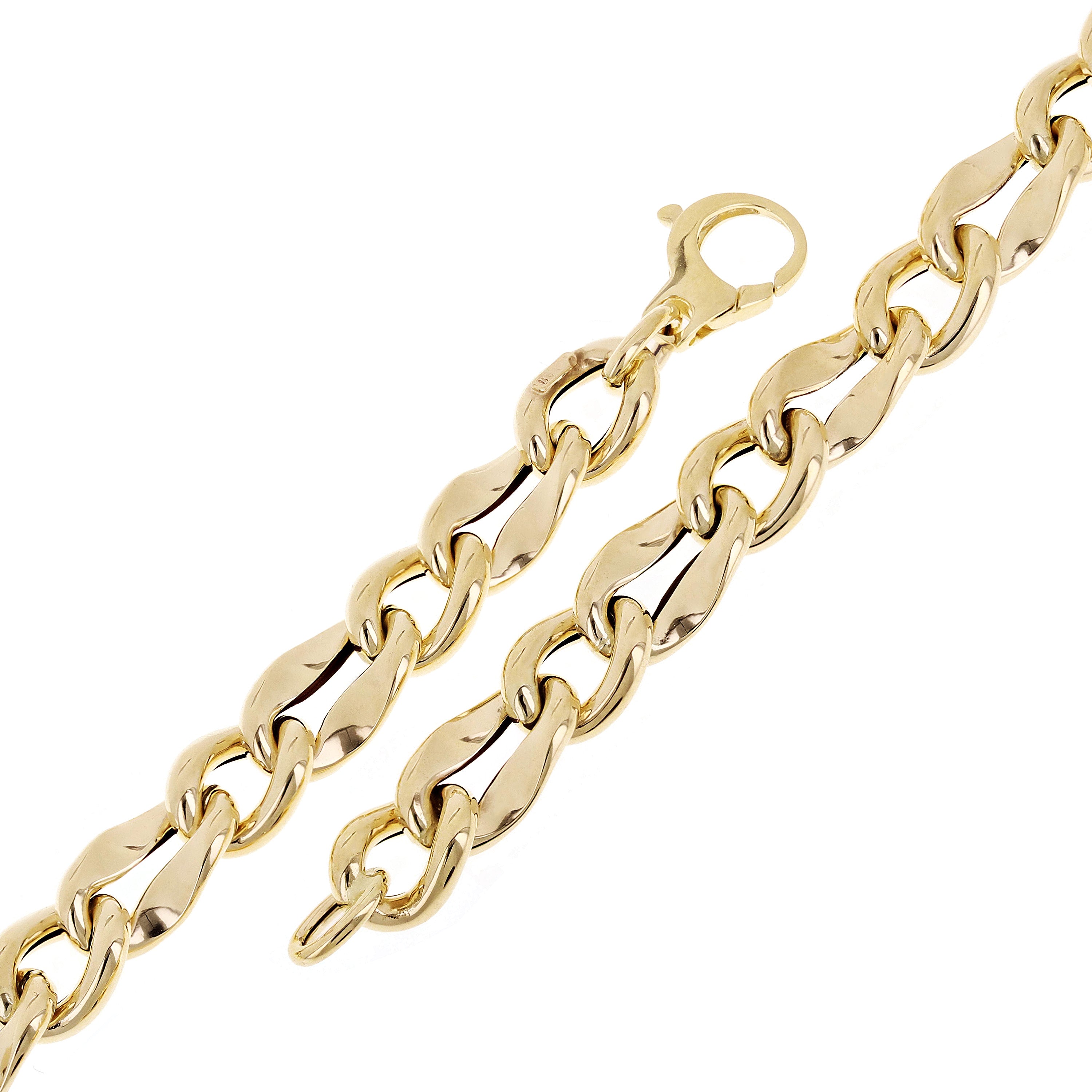 Italian 14k Yellow Gold Hollow Fancy Oval Link Chain Bracelet 7.5" 8.5mm 5.8g