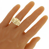10k Yellow Gold Nugget Style Ring Band 13.2mm Size 5.5 - Ring Size 5.5