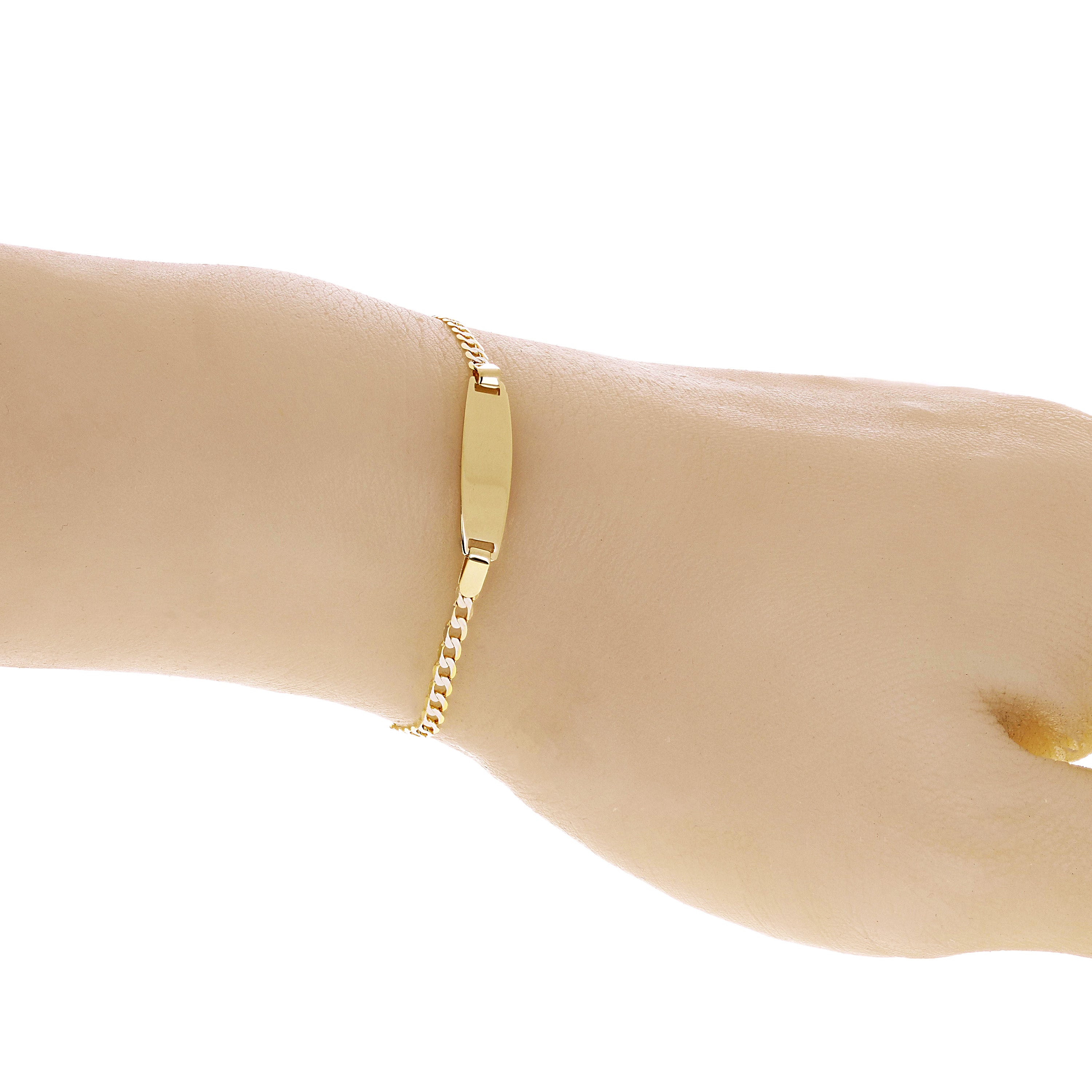 Italian 14k Two Tone Gold Engravable Baby Kids Cuban ID Bracelet 5.5" 2 grams