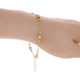 Italian 14k Yellow & White Gold Triple Ball Bead Station Bracelet 8" 5mm 2 grams