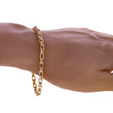 14k Yellow Gold Handmade Square Rectangle Link Chain Bracelet 7" 4.5mm 12.5grams - 7" 12.5 grams
