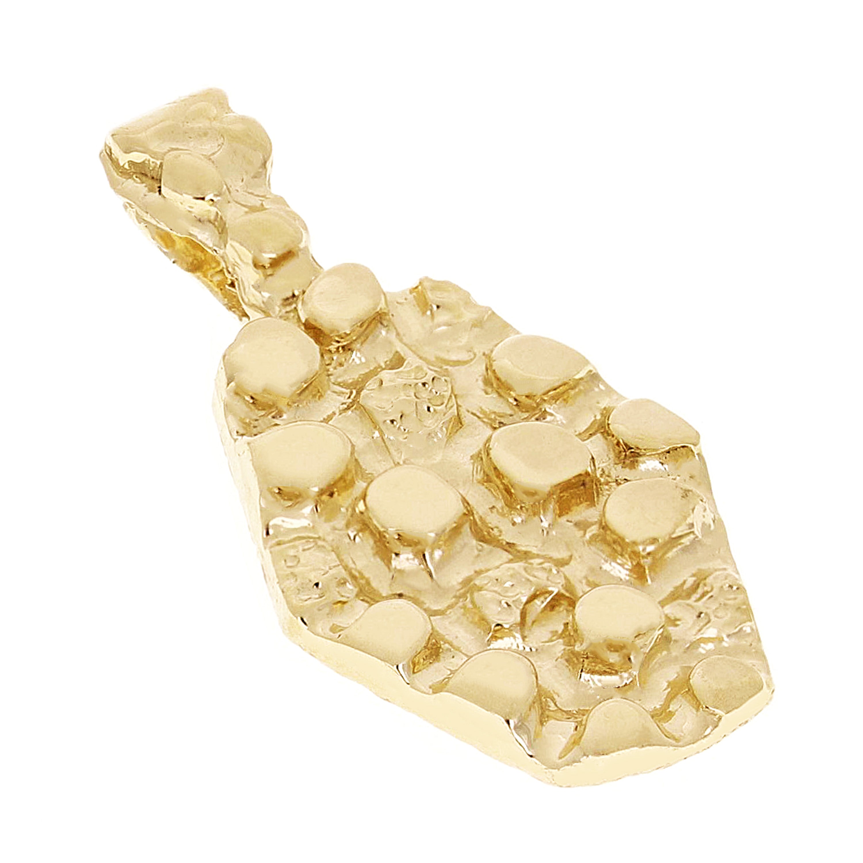 10k Yellow Gold Solid Hexagon Nugget Charm Pendant 1.3" 5.8 grams