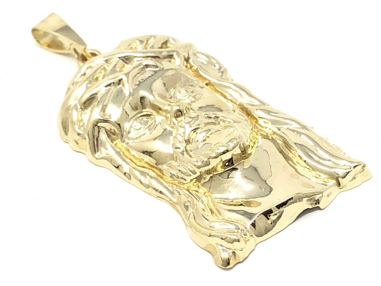 14k Yellow Gold Jesus Piece Jesus Christ Face Pendant Religious Charm 2.15"13.8g